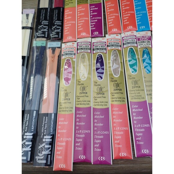 NOS Vintage Sewing Zipper LOT of 35 J & P Coats Flex Knit - Picture 8 of 9